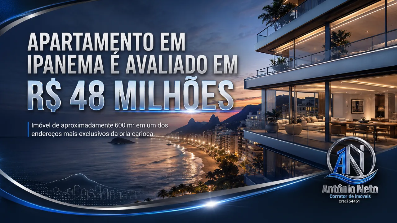 Capa da matéria: Apartamento de 600 m² em Ipanema é avaliado em R$ 48 milhões